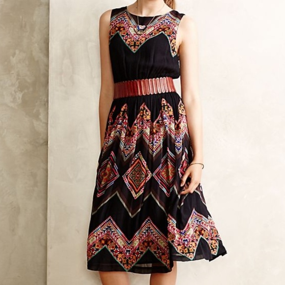 Anthropologie Dresses & Skirts - Anthropologie Black, Embroidered Midi Dress